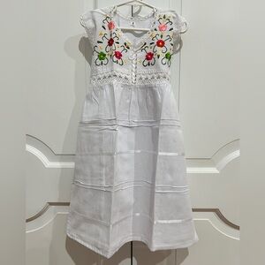 Floral Embroidered White Girl Dress.